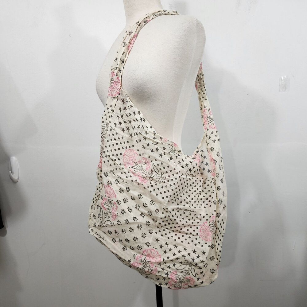 Free People Lightweight Sheer Linen Fabric 16"x16"x5" Reusable Tote Bag